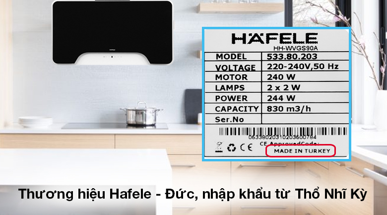 Máy hút mùi kính vát Hafele HH-WVGS90A (533.80.203) Máy hút mùi kính vát Hafele HH-WVGS90A (533.80.203)