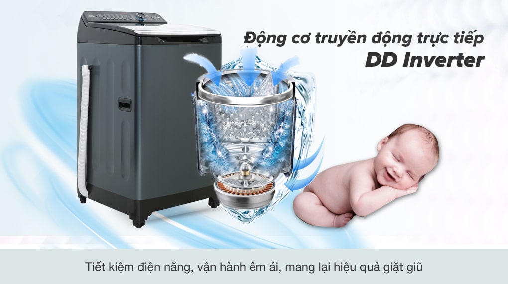 Máy giặt Aqua Inverter 10.5 kg AQW-DR105JT BK