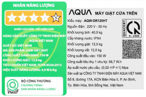 May Giat Aqua Inverter 12 Kg Aqw Dr120ht Bk