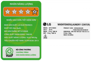 Thap Giat Say Lg Washtower Inverter Giat 14 Kg Say 10 Kg Wt1410nhe