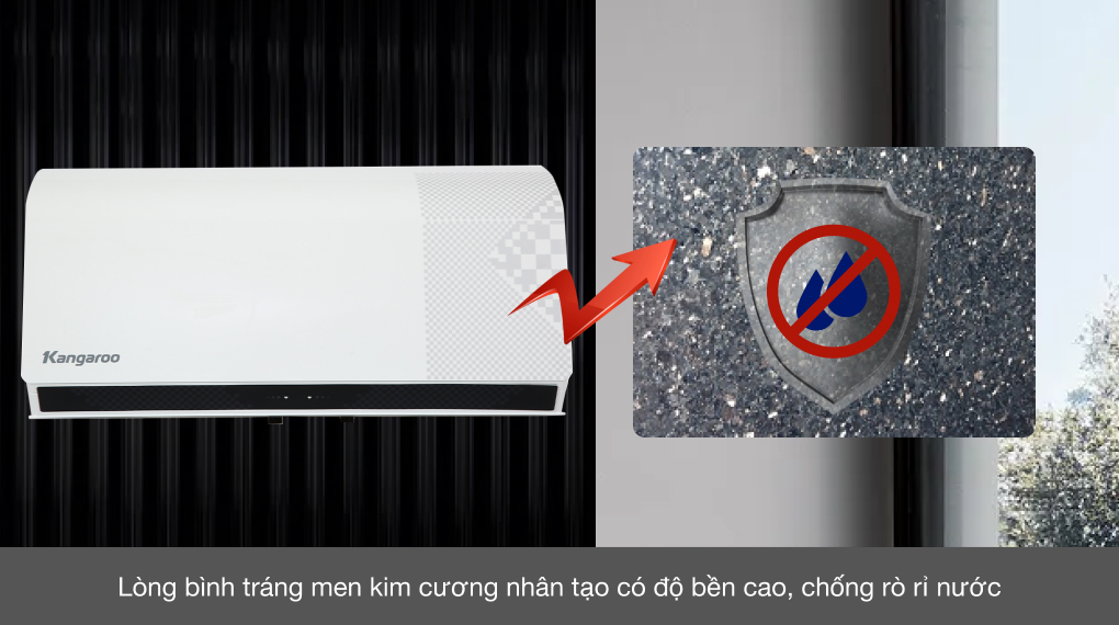 Máy nước nóng gián tiếp Kangaroo 22 lít 2500W KG79A2 - Lòng bình tráng men kim cương nhân tạo