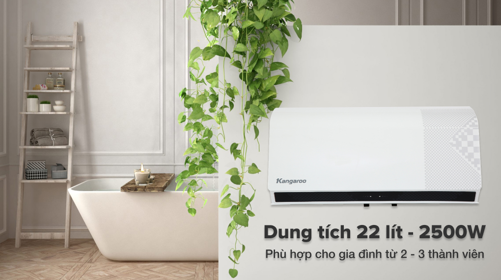 Máy nước nóng gián tiếp Kangaroo 22 lít 2500W KG79A2 - Dung tích bình chứa 22 lít