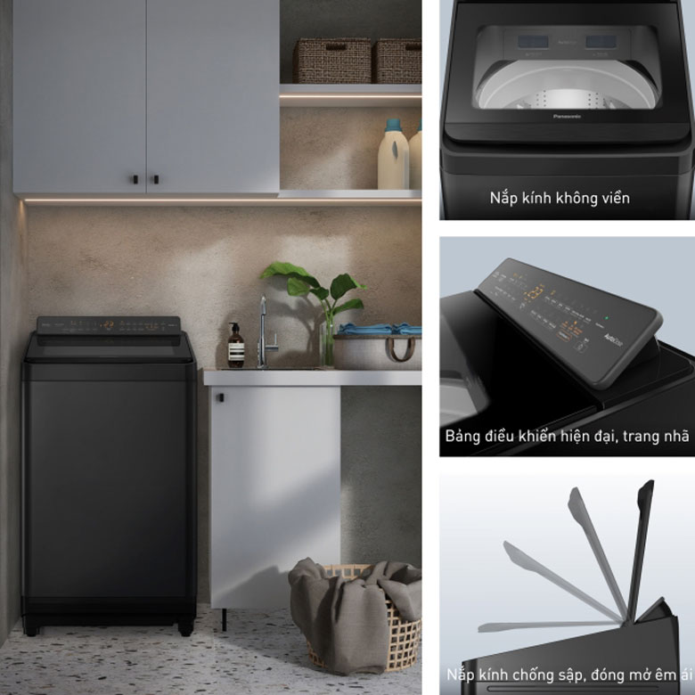 Máy giặt Panasonic Inverter 10.5kg NA-FD105W3BV lồng đứng - Thanh lịch, phong cách