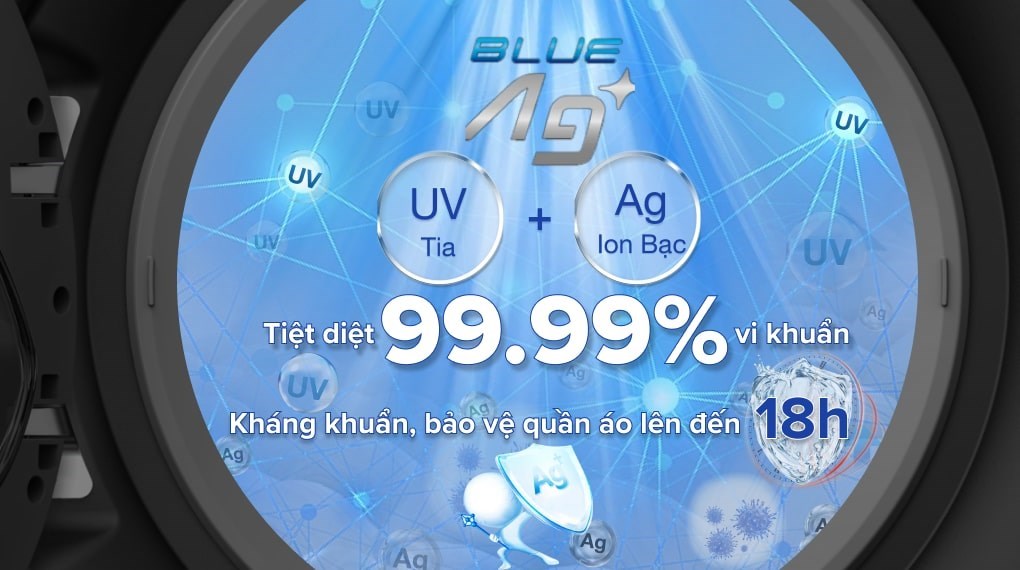 Máy giặt Panasonic Inverter giặt 10 kg - sấy 6 kg NA-S106FR1PV - Công nghệ giặt nước lạnh Blue Ag+ 