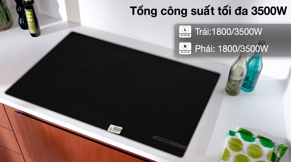 Bếp từ đôi lắp âm Bosch PPI8256EVN - Công suất, kích thước vùng nấu