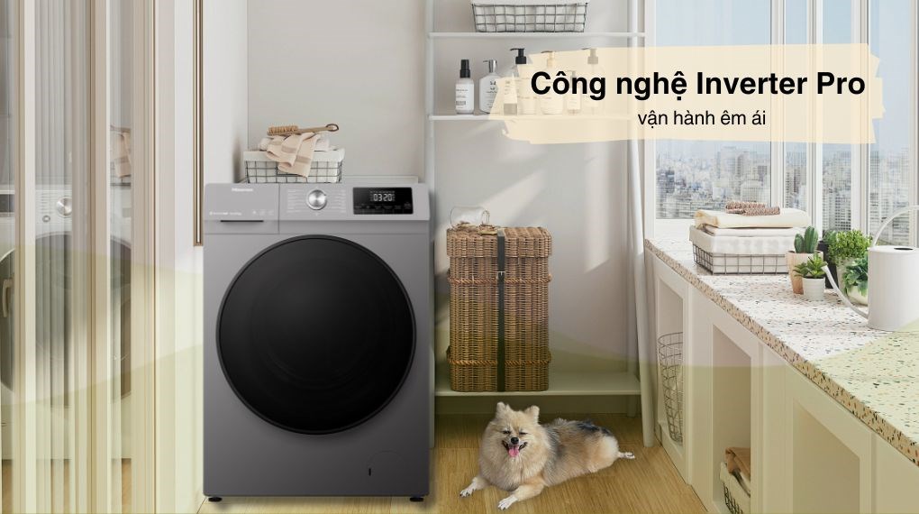 Máy giặt sấy Hisense Inverter giặt 10.5 kg - sấy 7 kg WDQA1043BT - Inverter Pro Máy giặt sấy Hisense Inverter giặt 10.5 kg - sấy 7 kg WDQA1043BT - Công nghệ Inverter Pro