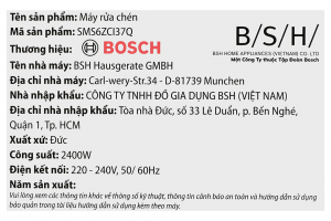 Máy rửa chén độc lập Bosch SMS6ZCI37Q