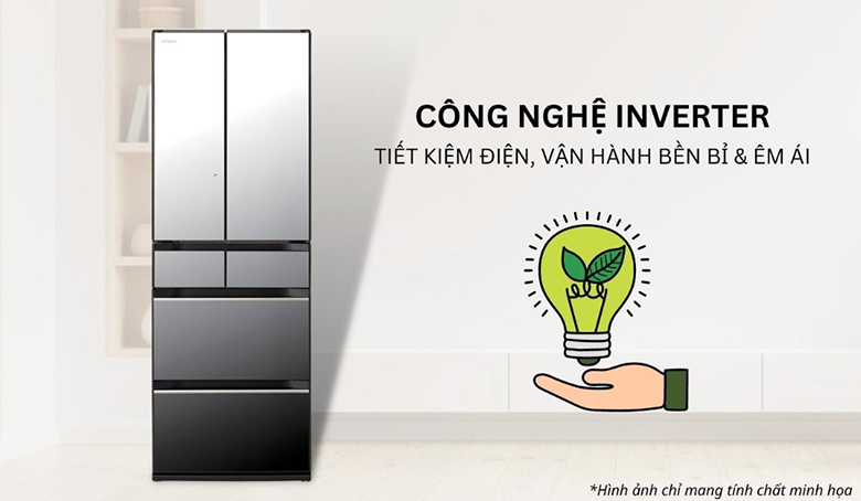 Tủ lạnh Hitachi Inverter 617 lít R-HW620RV(X) - Công nghệ Inverter tiết kiệm điện