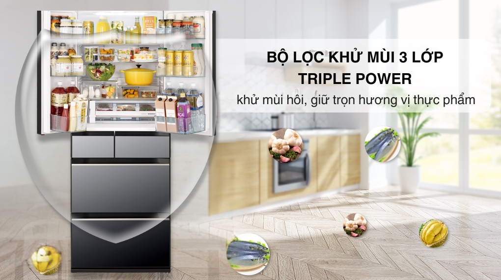 Tủ lạnh Hitachi Inverter 617 lít Multi Door R-HW620RV(XK) - Công nghệ kháng khuẩn khử mùi