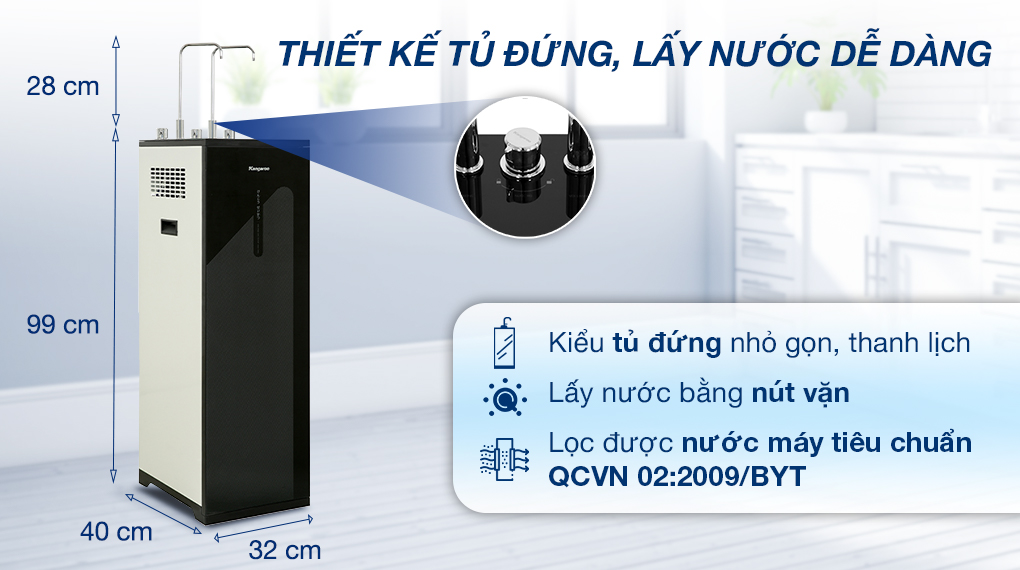 Máy lọc nước RO nóng nguội lạnh Kangaroo KG10A18 10 lõi - Thiết kế Máy lọc nước RO nóng nguội lạnh Kangaroo KG10A18 10 lõi - Thiết kế