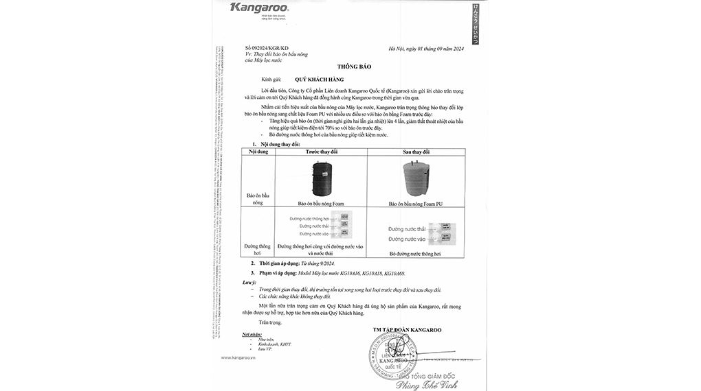 Máy lọc nước RO nóng nguội lạnh Kangaroo KG10A18 10 lõi - Công văn Máy lọc nước RO nóng nguội lạnh Kangaroo KG10A18 10 lõi - Công văn