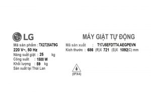 Máy giặt LG Inverter 25 kg TX2725AT9G