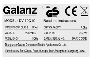 Máy sấy thông hơi Galanz 7 kg DV-70Q1C