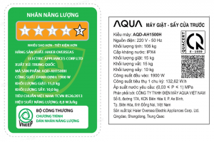 Máy giặt sấy Aqua Inverter giặt 15 kg - sấy 10 kg AQD-AH1500H PS
