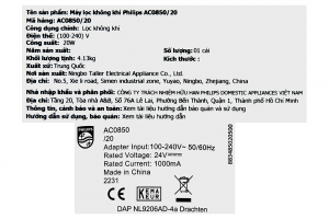 Máy lọc không khí Philips AC0850/20 20W