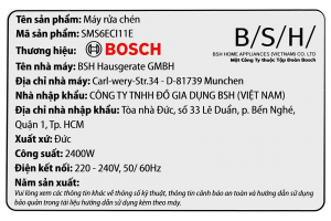 Máy rửa chén độc lập Bosch SMS6ECI11E
