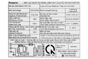 Máy lọc nước RO nóng nguội lạnh Hydrogen Kangaroo KG11A2 11 lõi