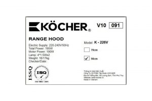 Máy hút mùi kính cong Kocher K-226V - 90cm