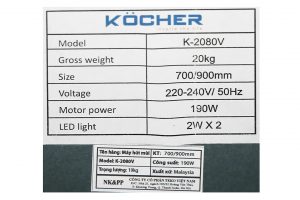Máy hút mùi kính vát Kocher K-2080V 70