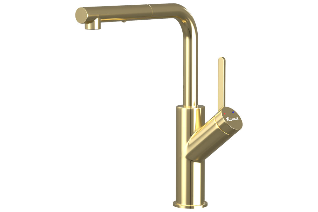 Vòi rửa bát dây rút Konox Artan Gold