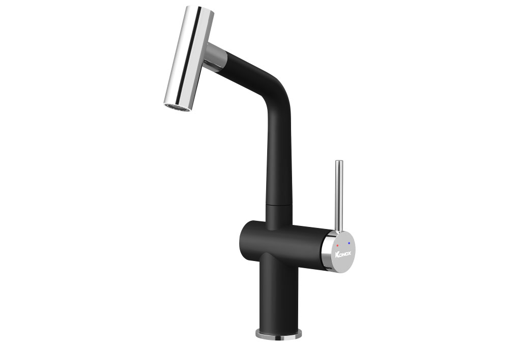 Vòi rửa bát dây rút Konox Volta Black