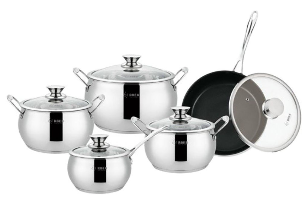 Bộ nồi inox 5 món dáng bầu Arber AN 06BB