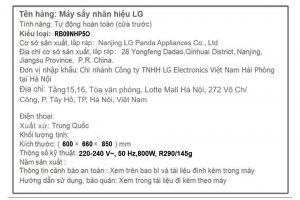 Máy sấy bơm nhiệt LG 9 Kg RB09NHP5O