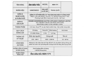 Ấm đun siêu tốc Hawonkoo 1.7 lít KEH-171